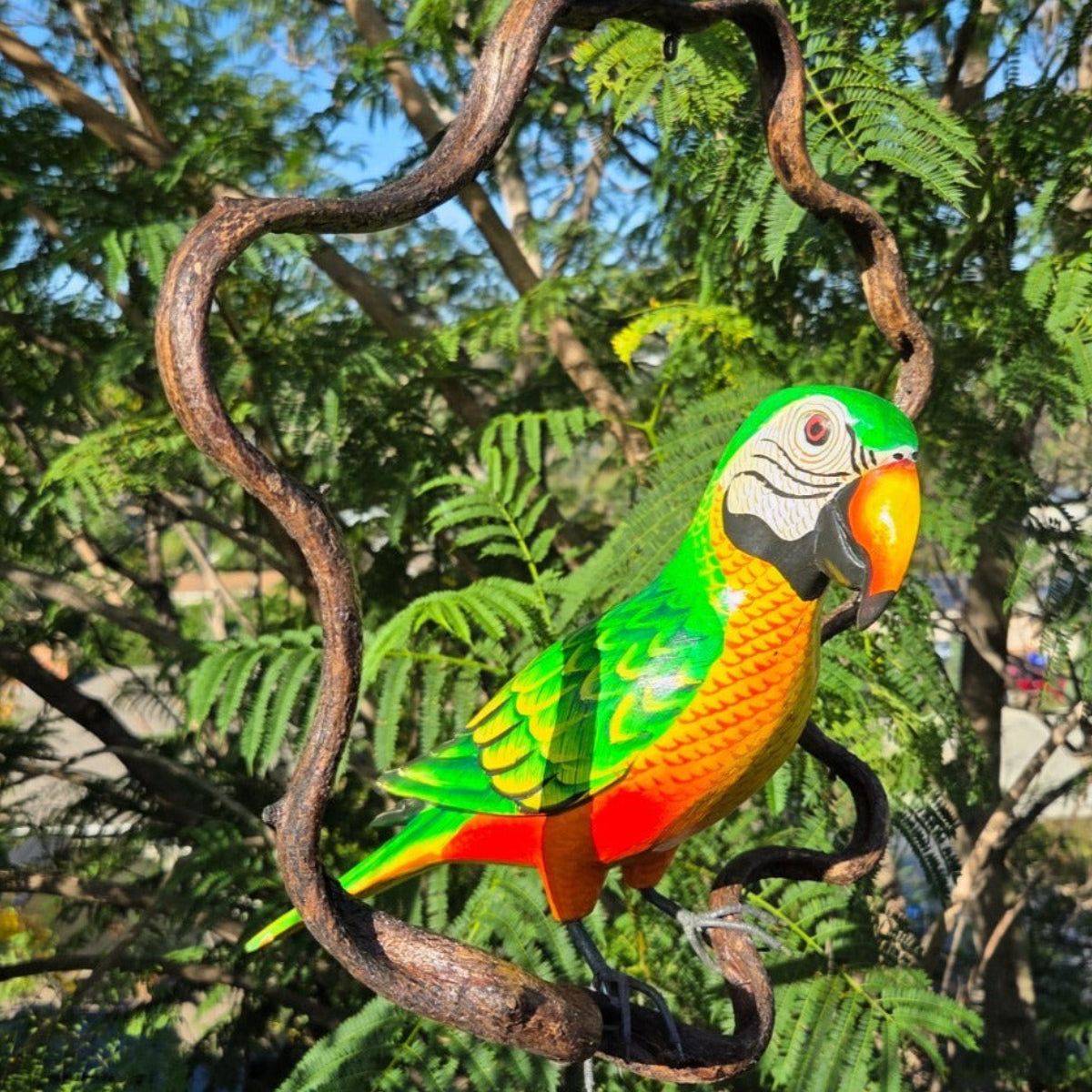 hanging green parrot