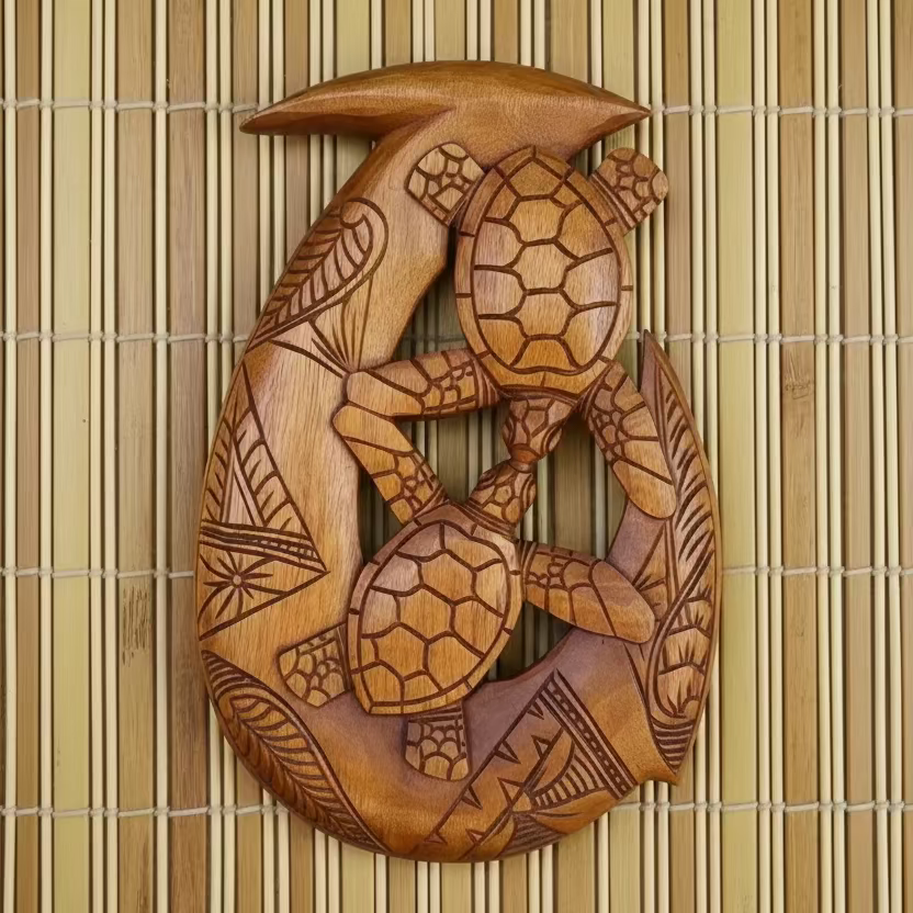 hawaiian fish hook with sea turtles