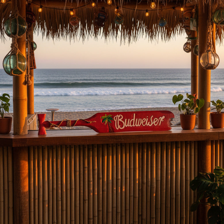 red budweiser paddle ocean