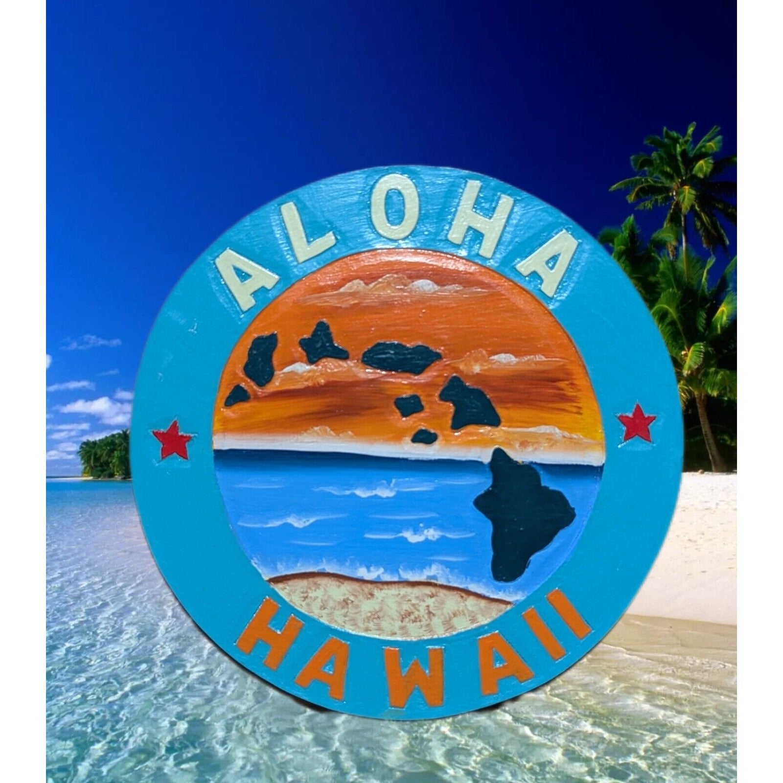 Aloha Hawaiian Islands tropical wall sign