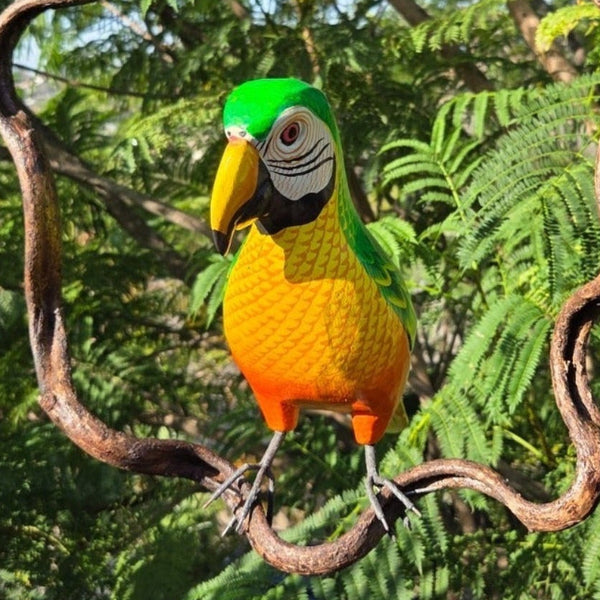 Tropical green Macaw Parrot Hand-Crafted Wooden hanging Statue 17