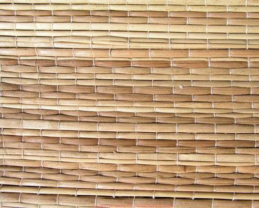 close-up of a woven bamboo mat with horizontal slats