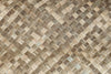 Close-up of a woven bamboo mat pattern with diagonal squares