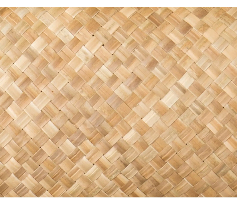 Close-up of woven bamboo mat texture