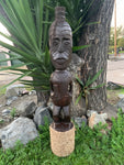 Maori Inspired Tribal Tiki Wooden Statue Tropical Bar Patio Decor 39"x 7"