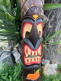 Halloween Tiki Wood Mask Vampire Fangs Tropical Bar Patio Decor  39"x 6"in