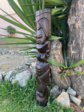 Ku and Kane Hawaiian Tiki Wood Carving Bar Patio Decor 39"x 6"