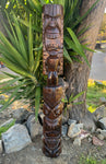 Lono and Kanaloa Hawaiian Tiki Wood Carving Bar Patio Decor 5' ft  x 8"in