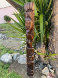 Lono and Kanaloa Hawaiian Tiki Wood Carving Bar Patio Decor 5' ft  x 7"in