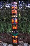 5 Foot Set of 3 Hand Carved Wooden Tiki Totem Masks Tropical Bar Patio Decor 60"x 7"in