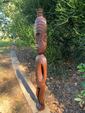 Māori Inspired Tribal Tiki Wood Carving Half Statue Wall Plaque Tropical Bar Patio Decor 39"x 7"