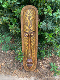 Primitive Tribal Tiki Wood Carving Wall Plaque Tropical Bar Patio Decor 39"x 10"