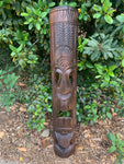 Hand Carved Hawaiian Style Ku God Tiki Totem Wooden Mask 39"x 6"in