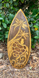 Tribal SeaTurtle and Palm Tree Surfboard Set Coconut Wood Carving Wall Plaque 20"x 8"