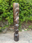 Ku Hawaiian Tiki God Wood Carving Statue Bar Patio Decor 39"x 6"