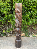 Ku Hawaiian Tiki God Wood Carving Statue Bar Patio Decor 39"x 6"