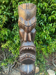 Ku Hawaiian Tiki God Wood Carving Statue Bar Patio Decor 39"x 6"