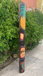 5 ft. Pineapple and Turtle Tiki Mask Hand Carved Wood Tropical Bar Patio Decor 60"x 7"in