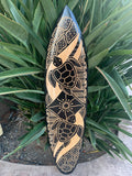 Tribal Turtle Hono Mango Wood Carved Tropical Surfboard Plaque 39"