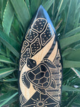Tribal Turtle Hono Mango Wood Carved Tropical Surfboard Plaque 39"