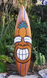 Happy Tiki Pineapple Ohana Surfboard Plaque  39"x 10"