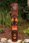 Tiki Totem Pineapple & Turtle wood Mask Tropical Bar Patio Decor  39"x 6"in