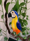 Blue and Yellow Macaw Parrot Hand-crafted Wooden hanging Statue 16" head to tail