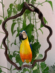 Blue and Yellow Macaw Parrot Hand-crafted Wooden hanging Statue 16" head to tail