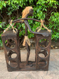 Tribal Tiki Man Wine/Bottle Rack Handcrafted Teak Wood Tiki Bar 16"x 24"