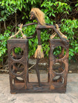 Tribal Tiki Man Wine/Bottle Rack Handcrafted Teak Wood Tiki Bar 16"x 24"