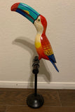 Tropical Rainbow Toucan Wood Carving Statue 20" beak to tail