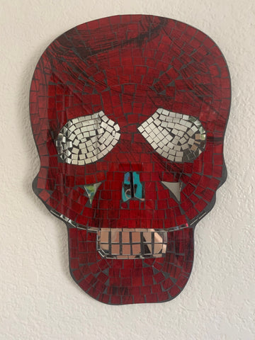 Skull Mosiac Glass and Mirror Wall Plaque 16"x 11" each