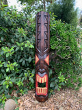 Hand Carved Hawaiian Lono Tiki Totem Pole Mask 39"x 6"in