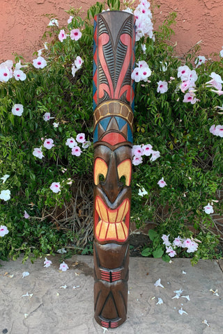 Tiki Totem Wood Mask Tropical Patio Bar Decor 5' Foot