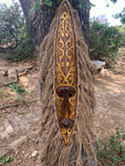 Tribal Primitive African Tiki Tattoo Art Mask with Hair 39”x 6”