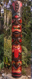 5 Foot Set of Hand Carved Wooden Tiki Totem Masks Tropical Bar Patio Decor 60"x 7"in