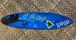 Hawaiian Islands Airbrushed Mango Wood Surfboard Wall Plaque Tiki bar Decor 39"