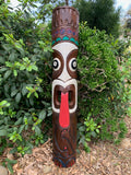 Tiki Totem Trader Morts Wood Mask Tropical Bar Patio Decor  39"x 6"in