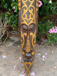 Tribal Primative African Wood Mask Mohawk Tattoo Art Wall Plaque 39” inches