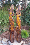 Set of Tribal Gecko Wood Carving Wall Plaques 39"x 6" inches