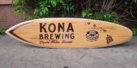 Kona Brewing Hawaii Airbrushed  Surfboard Wall Plaque Liquid Aloha 39"x 10”