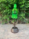 Tropical Green Toucan Wood Carving Statue 20" beak to tail
