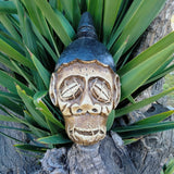 Shrunken Head Voodoo Wooden Wall Plaque Tropical Tiki Decor 12"x 6.5"